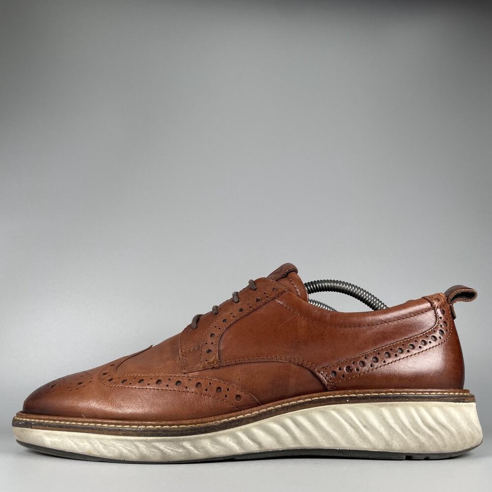 ECCO St.1 Hybrid Men's EU 43 US 9-9.5 Brown Leather Wingtip Oxford Dress Shoes
